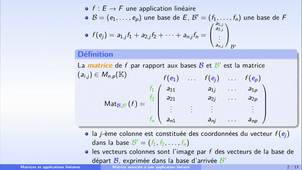 Matrices et applications linéaires - partie 3 : matrice d'une application linéaire